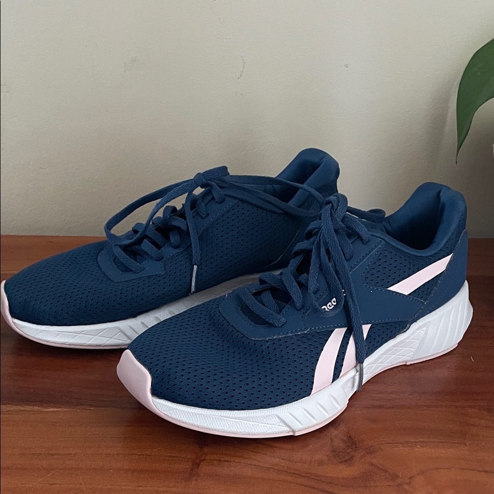 Reebok navy  blue and light pink sneakers